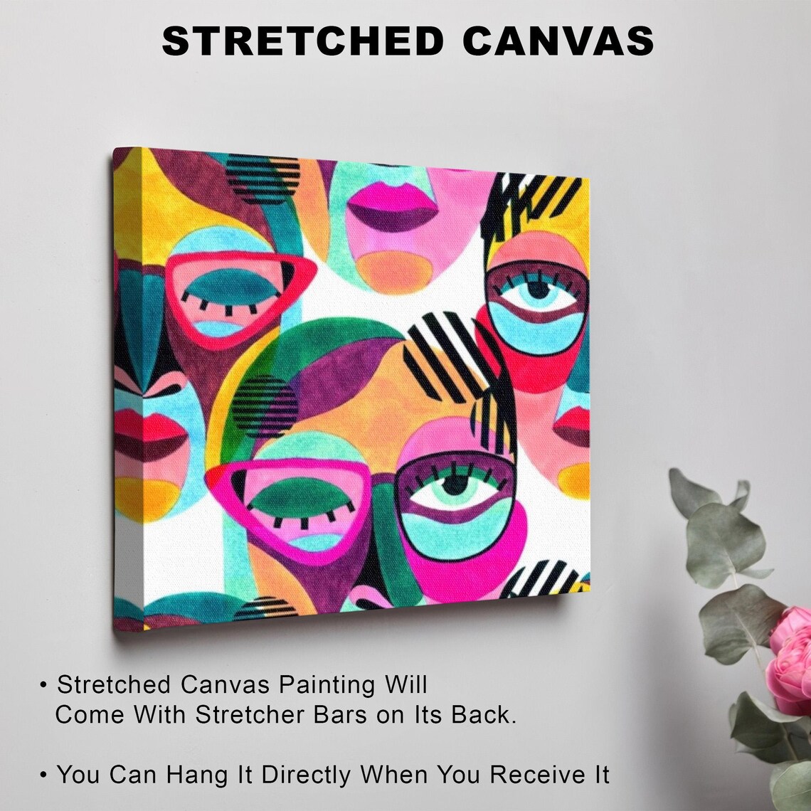 Modern Abstract Woman Face With Glasses Colorful Pop Art Poster - Image 3