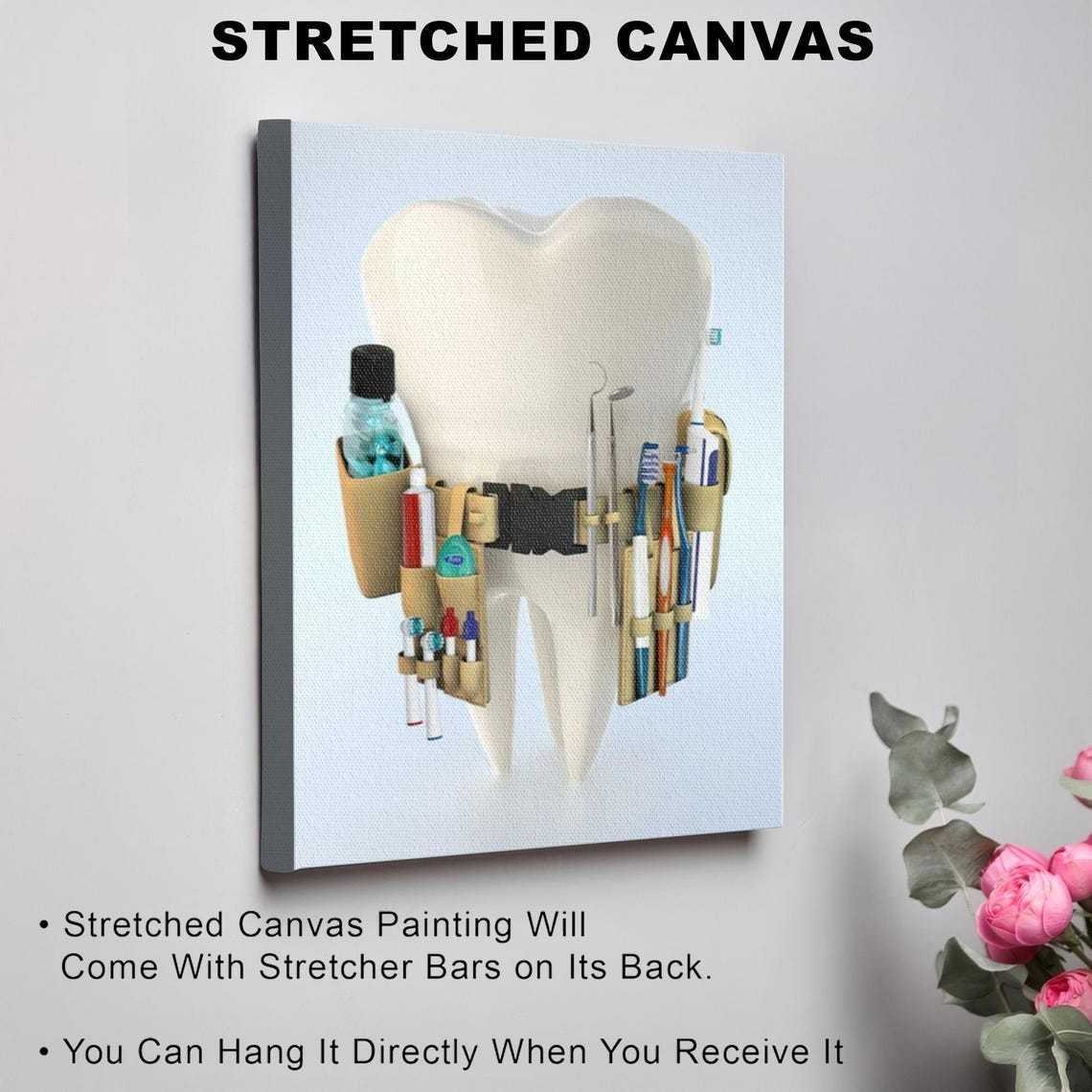 Friendly Smiling Tooth With Dental Tools Fun Dentist Office Poster - Image 3