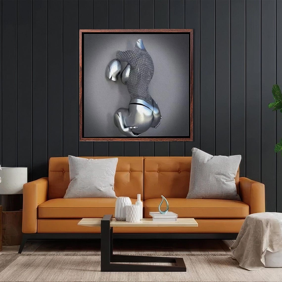 Chrome Robot Figure Twisted in a Surreal Metallic Pose Poster - Image 2