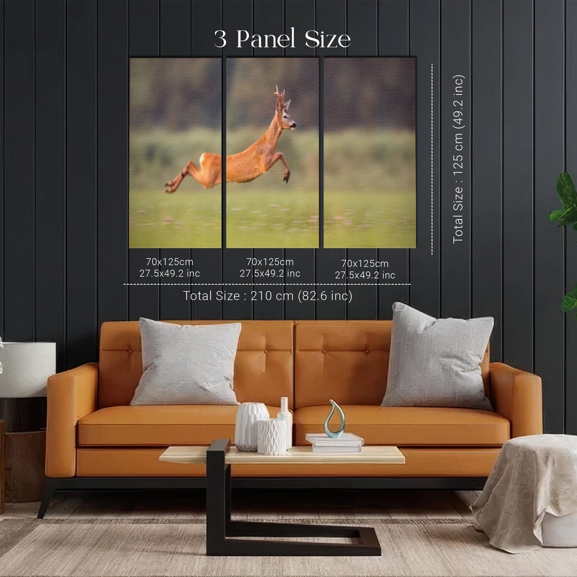 Leaping Roe Deer Stag Jumping High Across Green Meadow Poster - Image 2