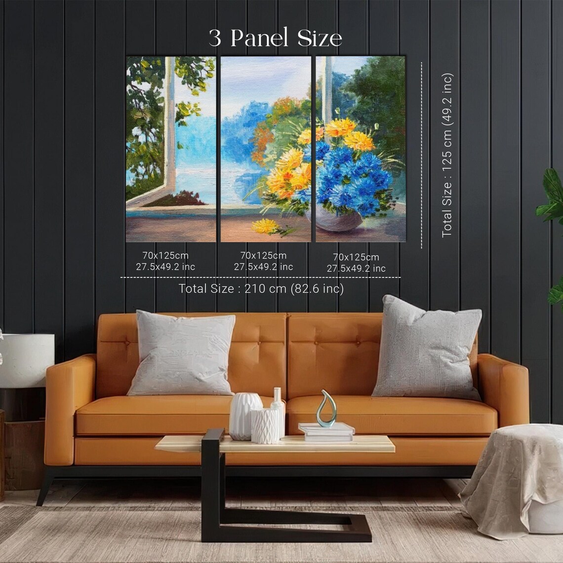 Colorful Cornflower Bouquet on Windowsill Overlooking Sea Poster - Image 2