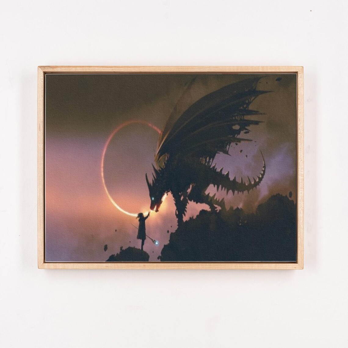 Wizard Scene With A Hand Reaching For A Dragon Decorative Art Large Wall Art Surreal Wall Art Surreal Modern Wall Decor - Image 4