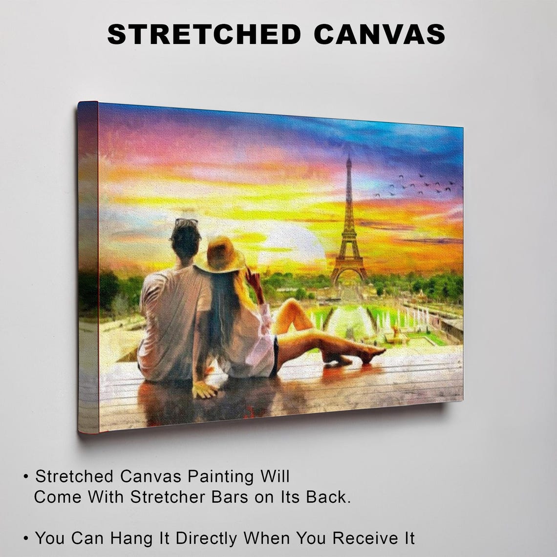Romantic Couple Watching Eiffel Tower Sunset In Paris France Poster - Image 3
