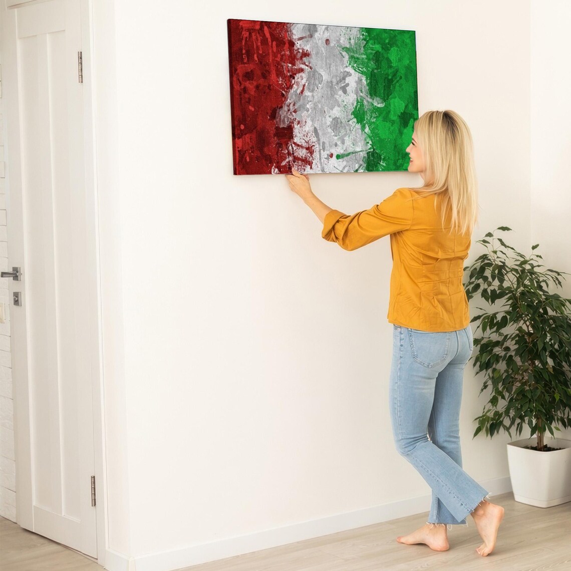 Abstract Paint Splatter Italian Tricolor Flag Decor Art Poster - Image 5