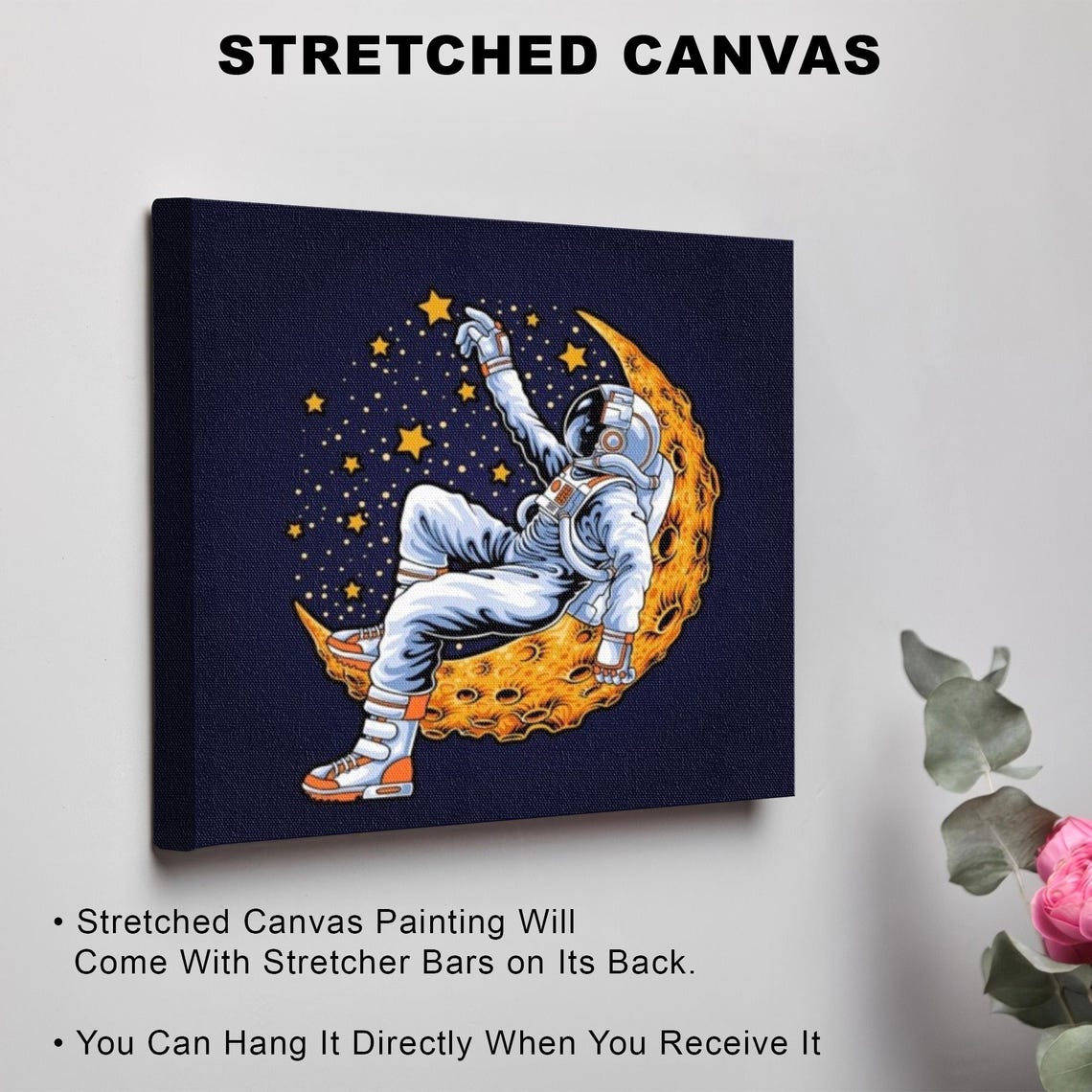 Astronaut Resting On The Moon Painting Illustration Wall Art Large Wall Art Housewarming Gifts Framed Wall Art - Image 3