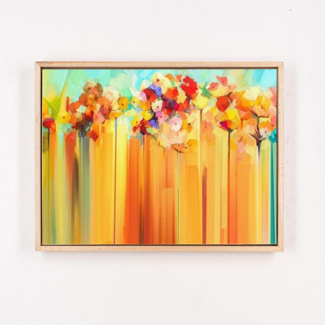Abstract Tall Stemmed Flowers in Amber and Gold Colors Poster - Image 4
