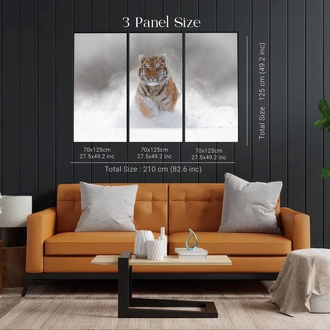Playful Tiger Cub Running Through Deep Fresh White Snow Poster - Image 2