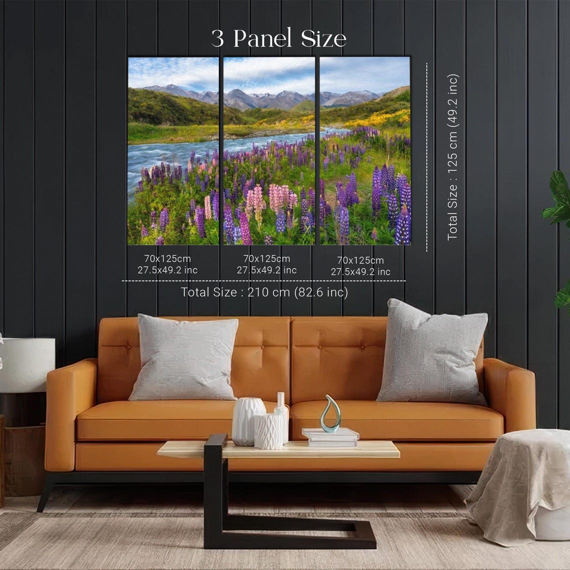 Purple Lupine Flowers Along Mountain River Valley Landscape Poster - Image 2