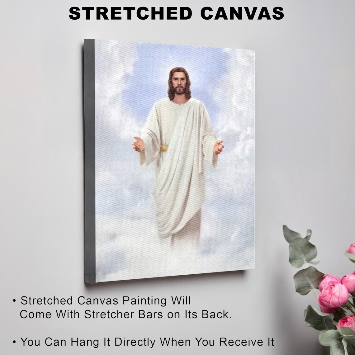 Jesus Christ In White Robes Among The Clouds Faith Art Poster - Image 3
