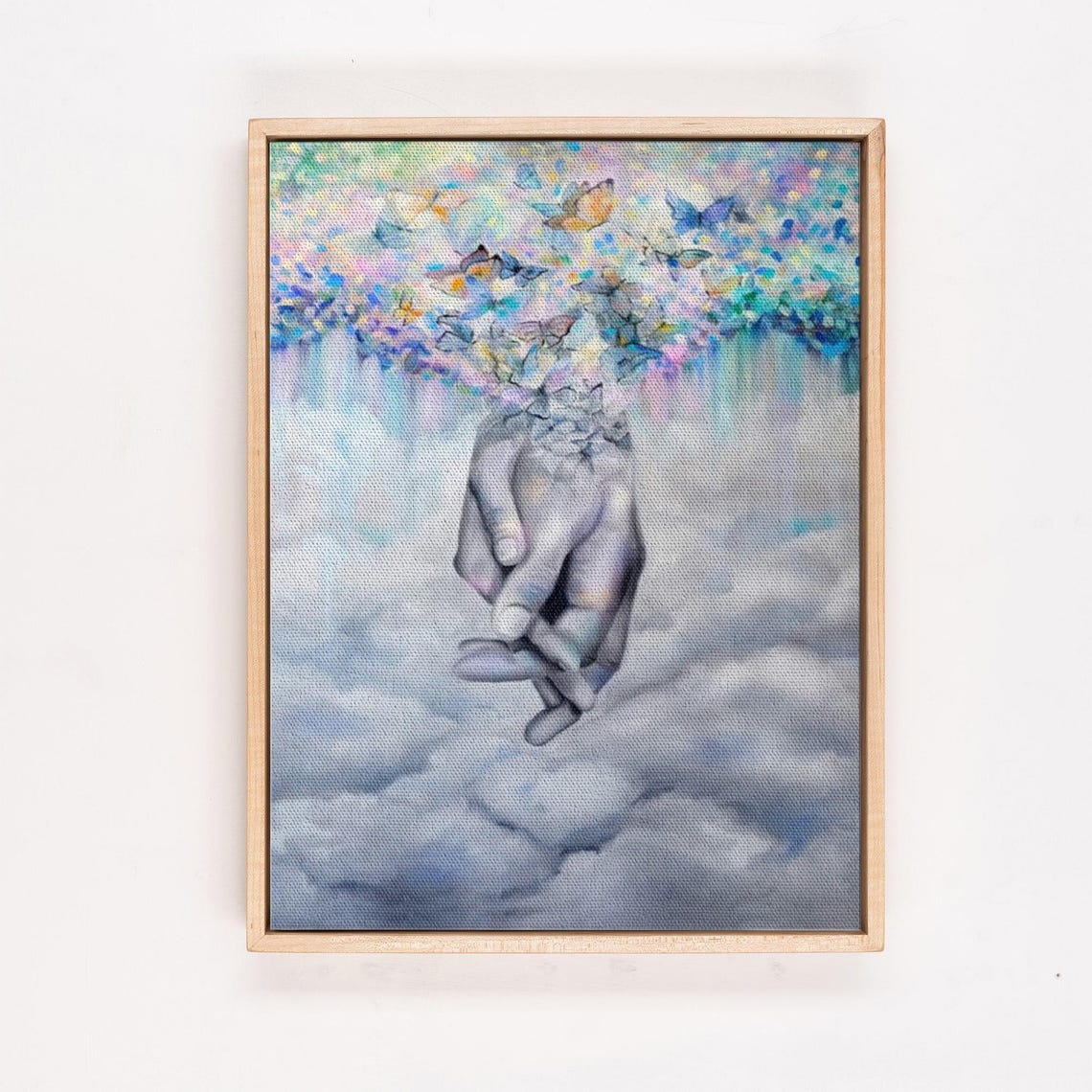Surreal Cupped Hands Releasing Butterflies From Cloudy Sky Poster - Image 4