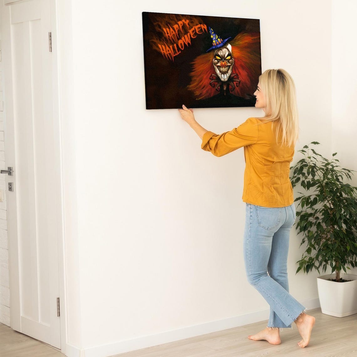 Happy Halloween Scary Clown Face With Witch Hat Spooky Poster - Image 5