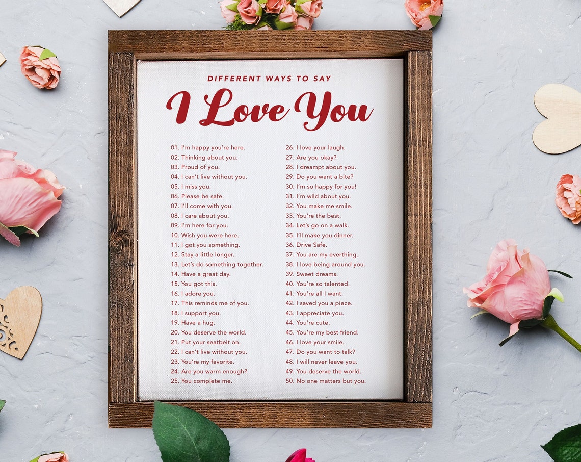 Fifty Different Ways To Say I Love You Romantic Red Script List Poster