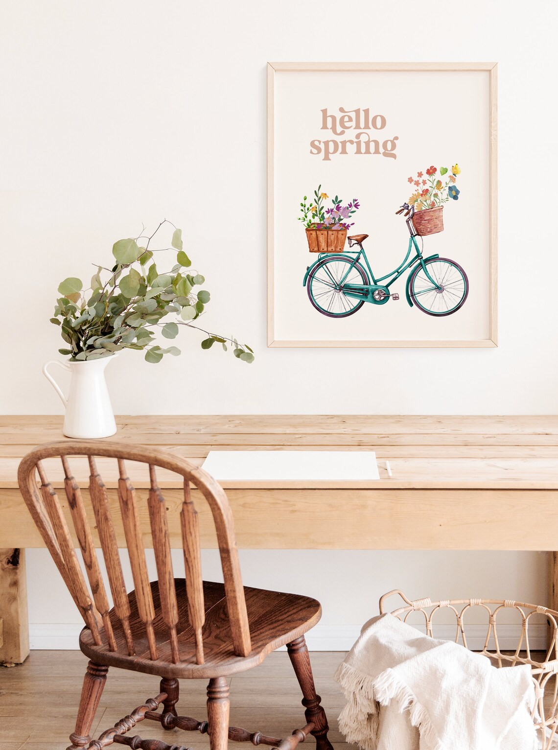 Hello Spring Bike with Flowers Farmhouse Art Print - Image 5