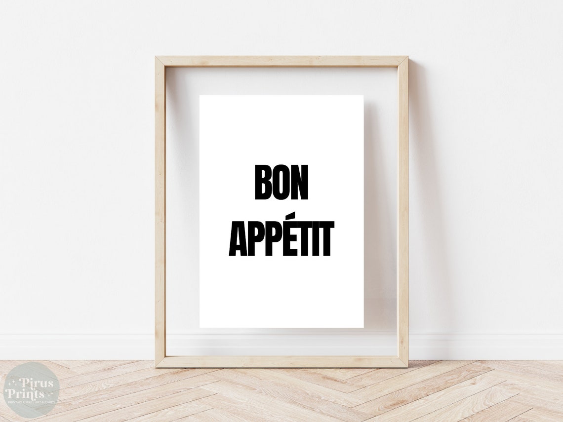 Bon Appetit Bold Graphic Black White Modern Kitchen Wall Art - Image 4