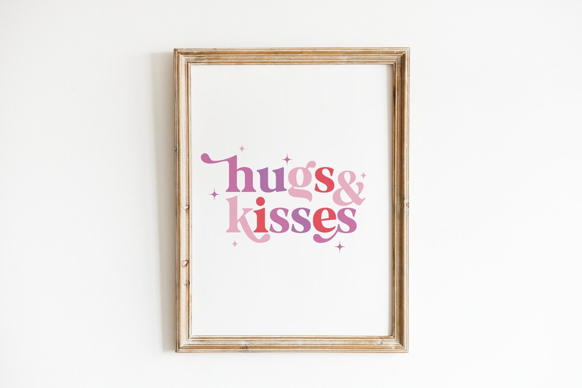 Hugs Kisses Valentines Day Wall Art, Nursery Decor - Image 4