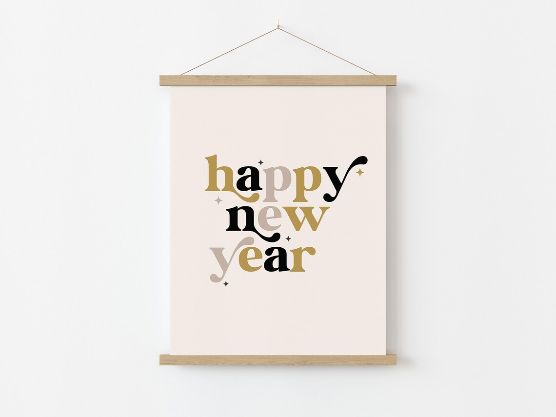 Happy New Year Typography Art Print, Party Decor - Image 3