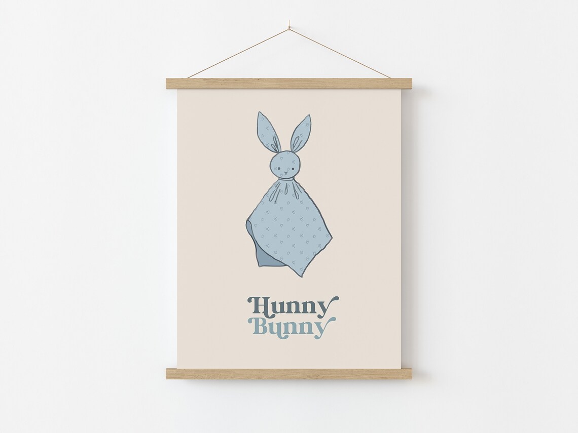 Sweet Cute Bunny Trio Easter Nursery Kids Room Minimal Wall Art - Image 2