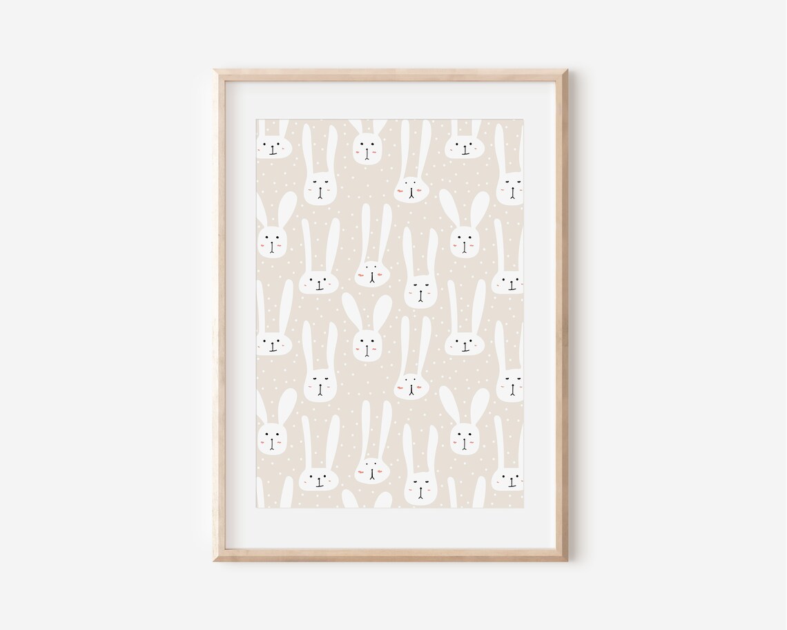 White Bunnies, Minimalist Easter Decor Art Print - Image 5