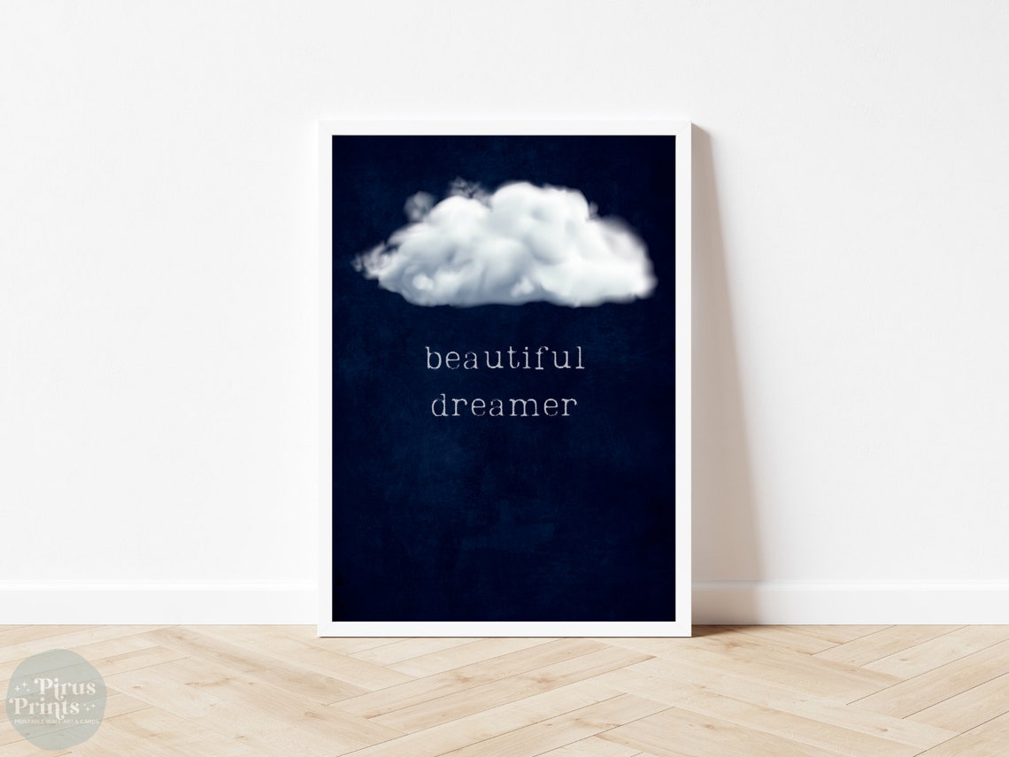 Blue Cloud Wall Art Abstract Cloud Print Beautiful Dreamer Poster Maximalist Decor Night Sky Wall Art - Image 2