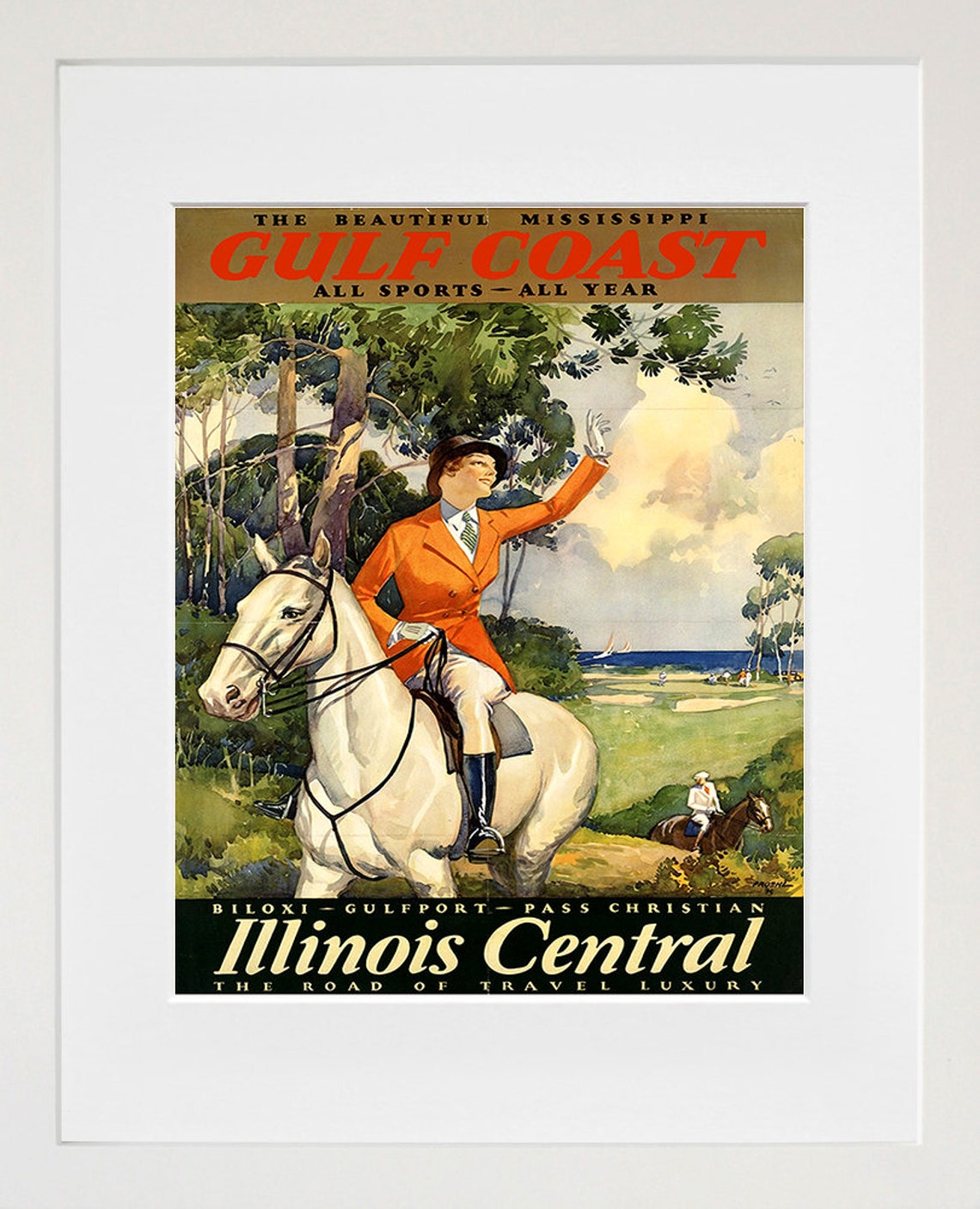 Mississippi Gulf Coast Illinois Central Railroad Vintage Travel Poster - Image 2