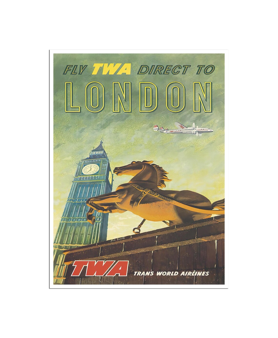 London Travel Poster, Retro England Art Print