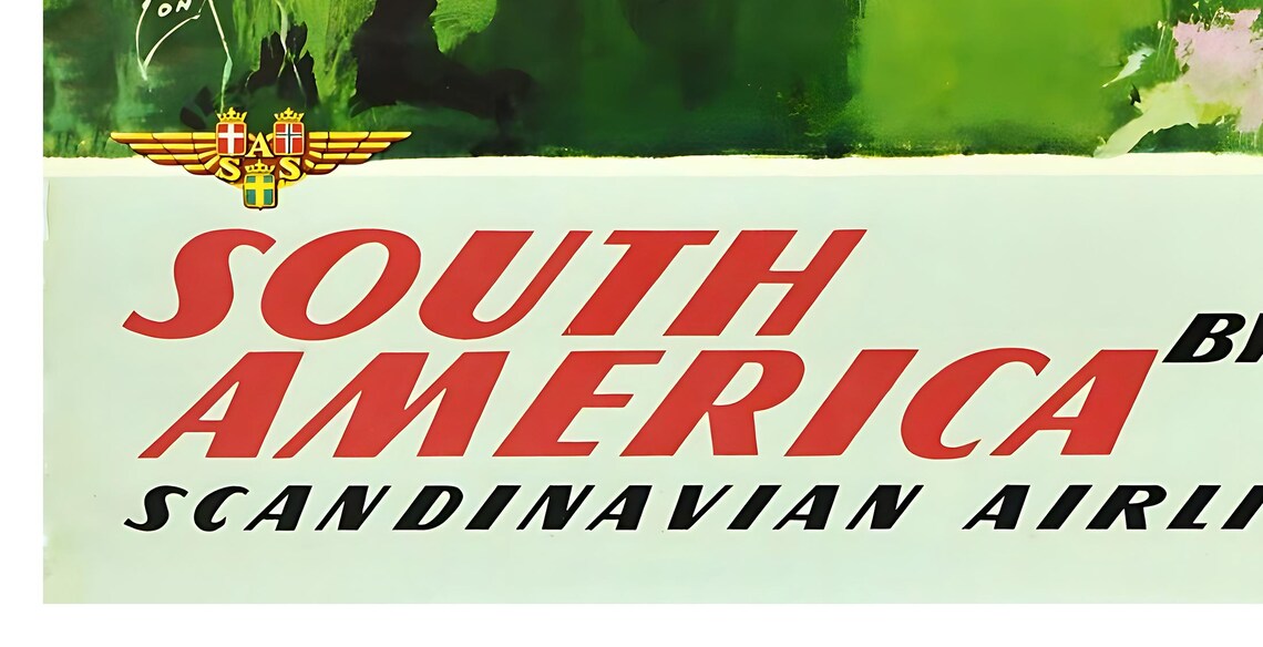 SAS South America Toucan Jungle Airline Vintage Travel Poster - Image 2
