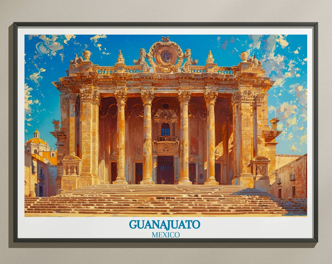 Guanajuato Mexico Juarez Theater Colonial Facade Travel Poster