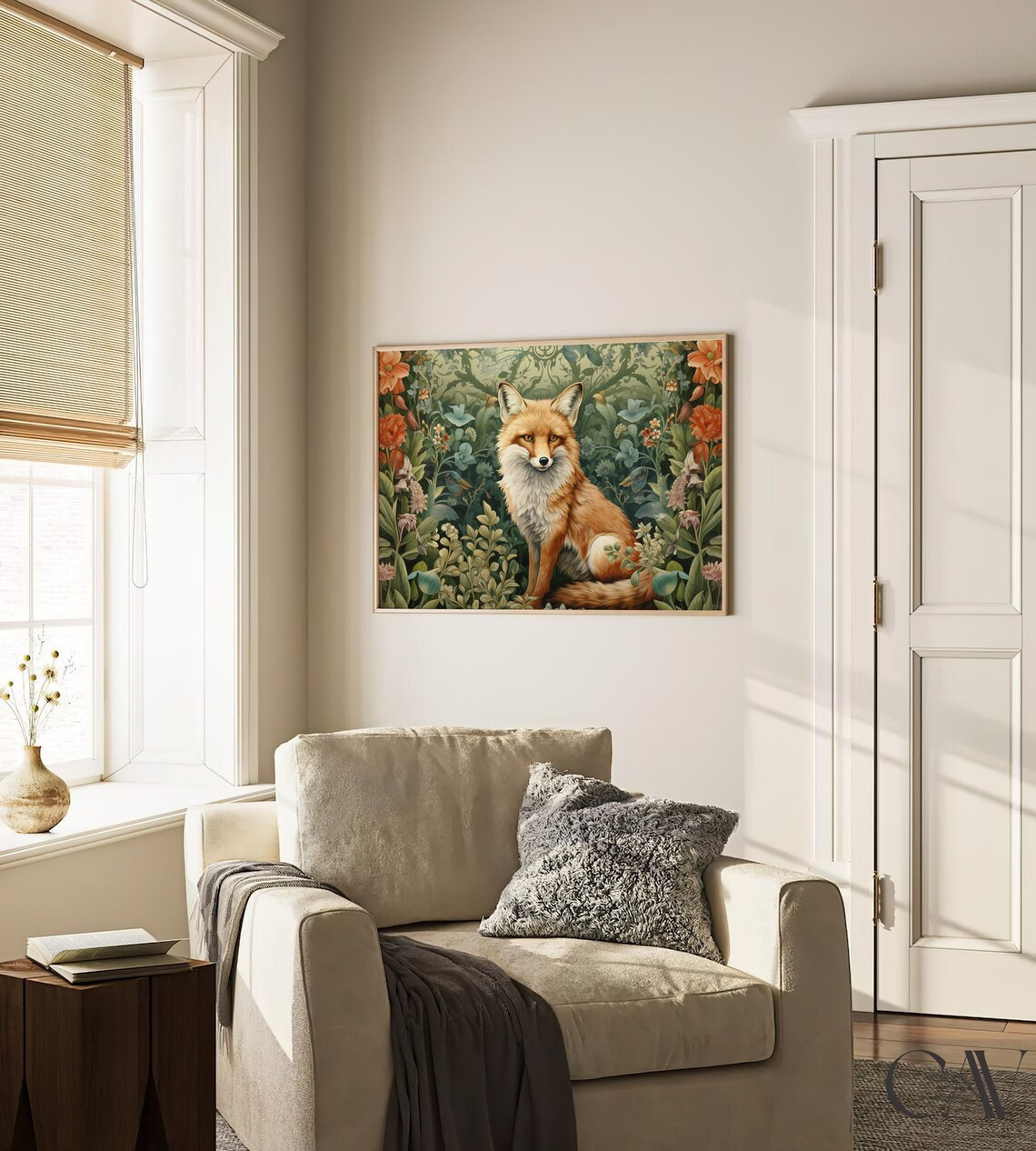 William Morris Inspired Fox Art Print, Rustic Farmhouse - Image 3