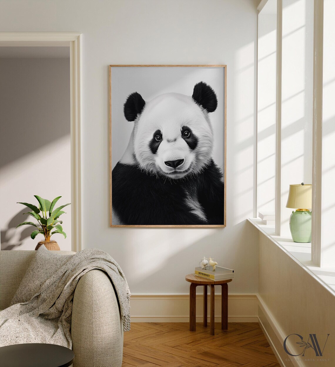 Giant Panda Close Up Black and White Portrait Photography Poster - Image 2