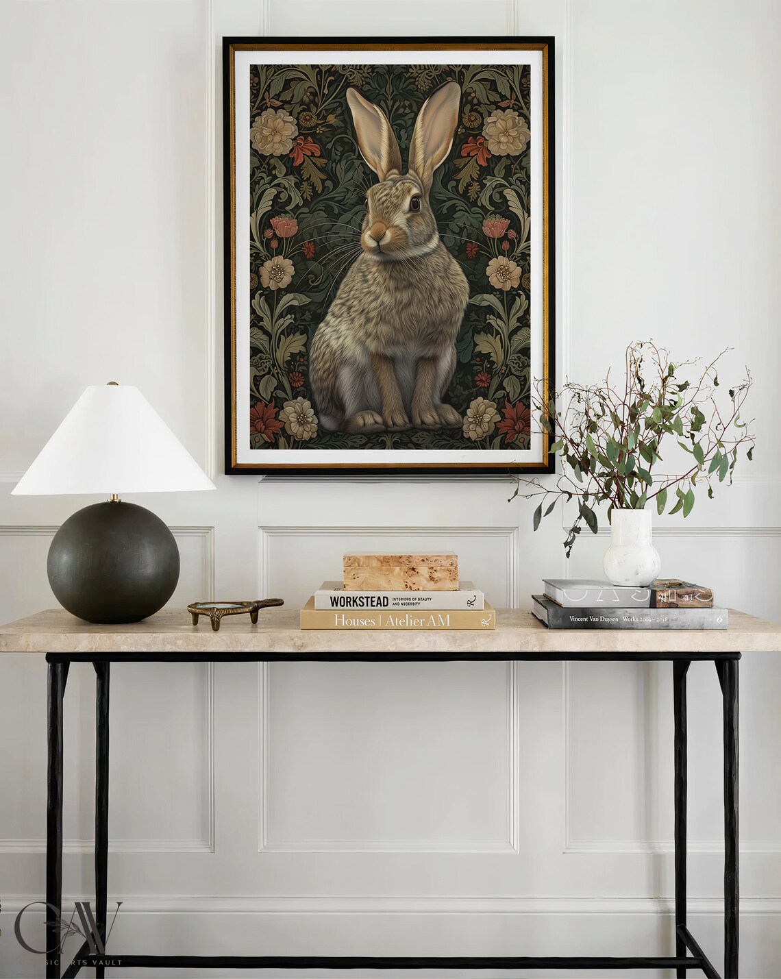 William Morris-Inspired Rabbit Art Print, Bunny Decor - Image 3