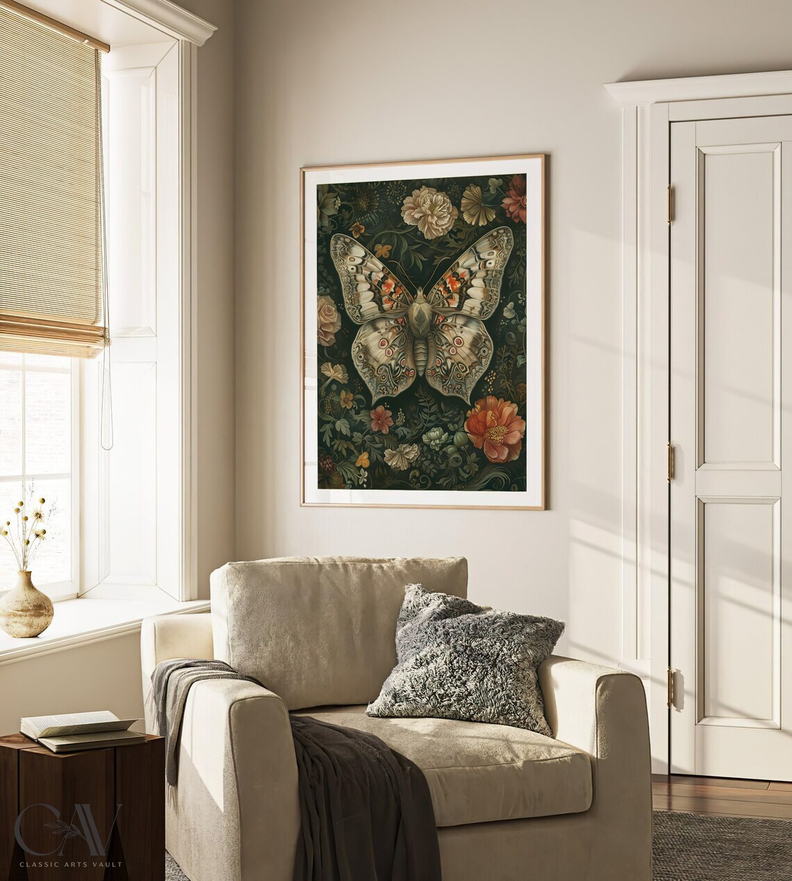 William Morris Inspired Butterfly Wall Art Print - Image 3