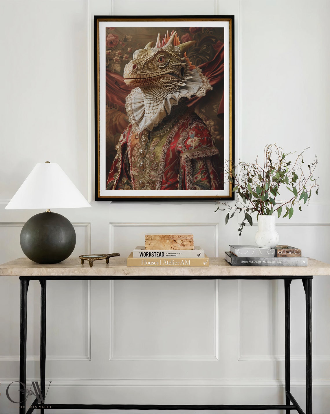 Dragon Royal Renaissance Portrait Brocade Coat Animal Wall Art - Image 4