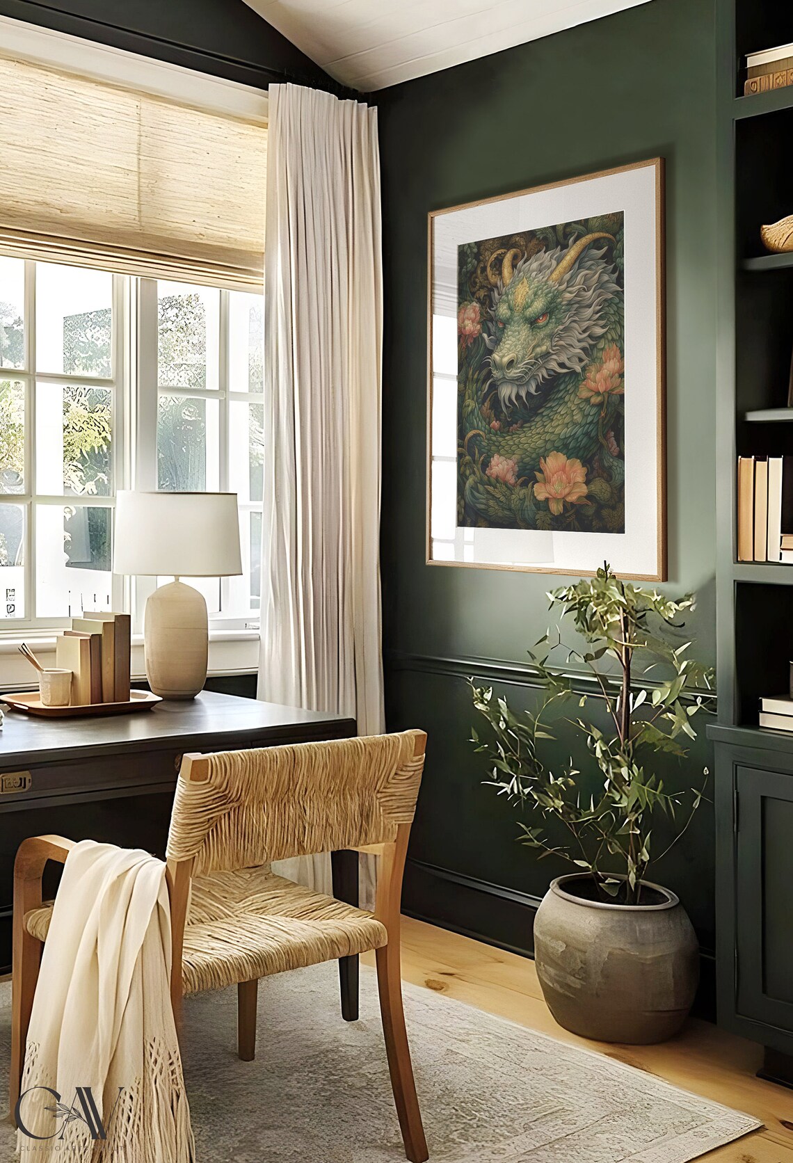 William Morris-Inspired Dragon Art Print, Playroom Decor - Image 3