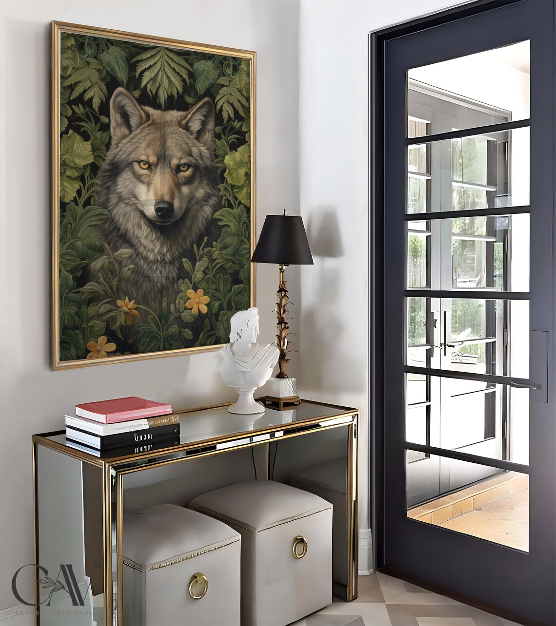William Morris Inspired Wolf Art Print, Nature Style - Image 3