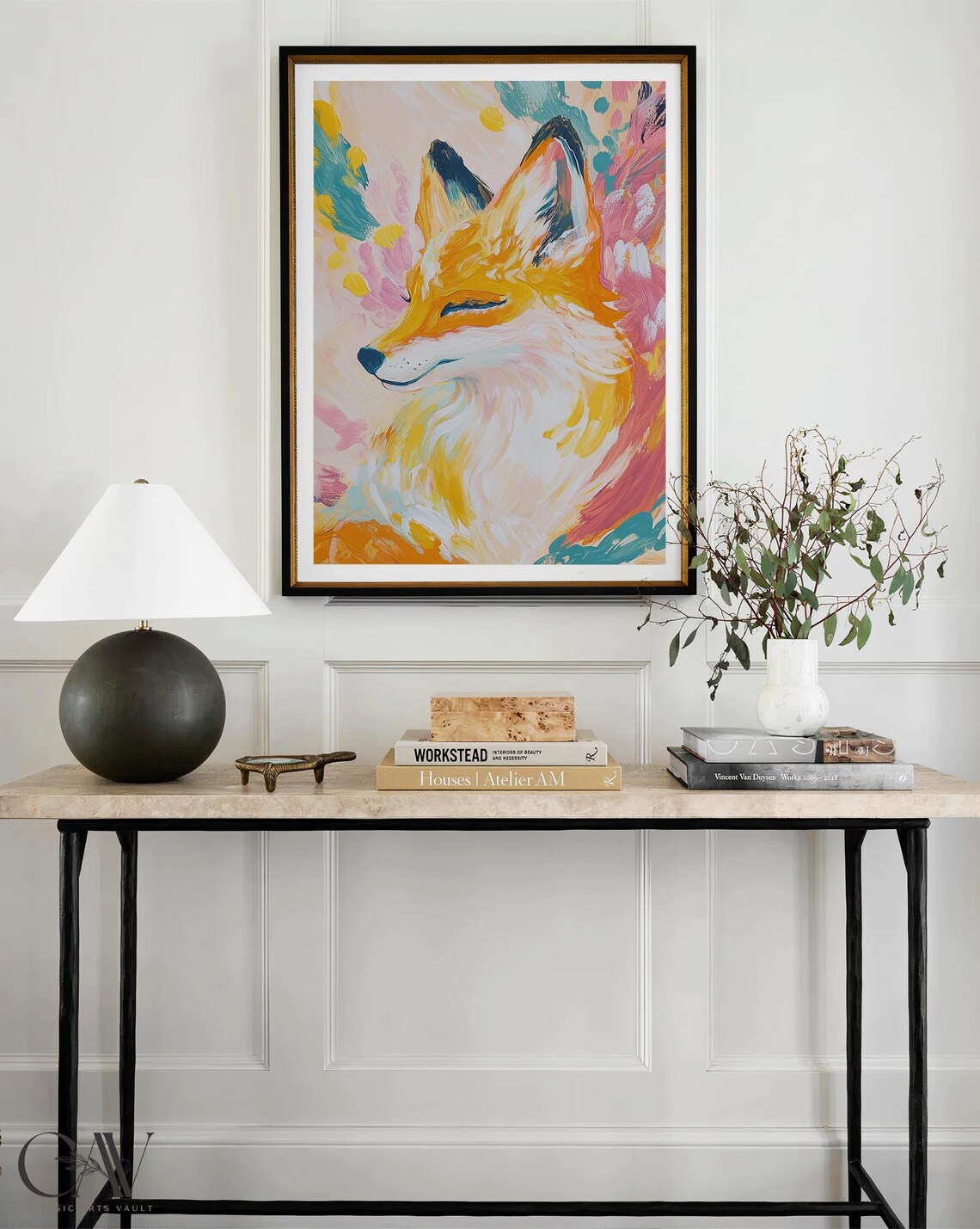 Dreamy Fox Colorful Portrait Pastel Modern Wildlife Animal Poster - Image 3