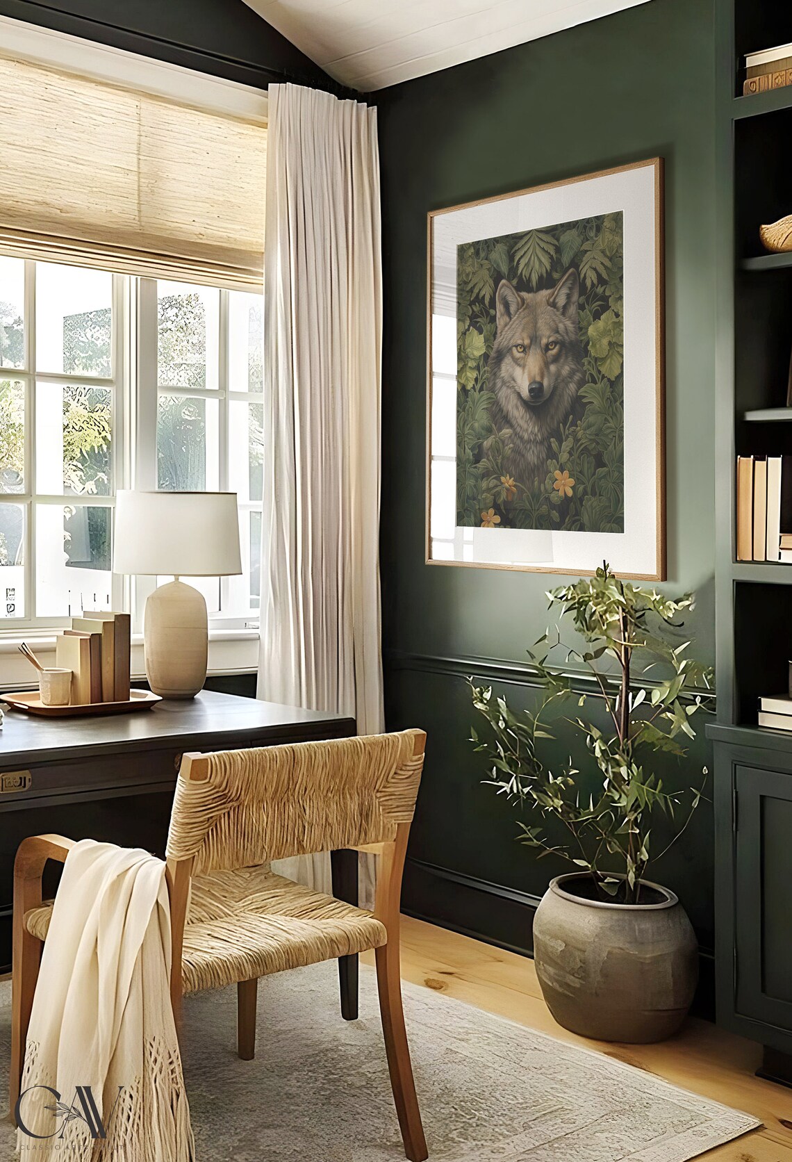 William Morris Inspired Wolf Art Print, Nature Style - Image 2
