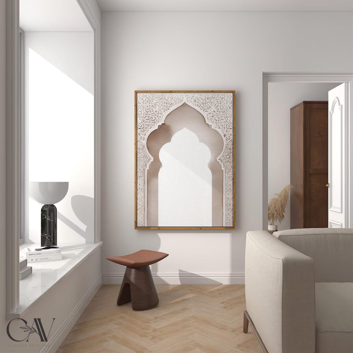 Mosque Arch Neutral Watercolor Art Print - Image 3