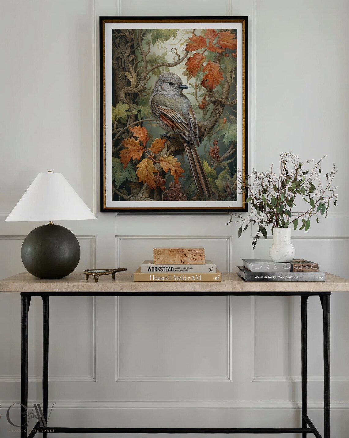 William Morris Inspired Bird Autumn Art Print - Image 3