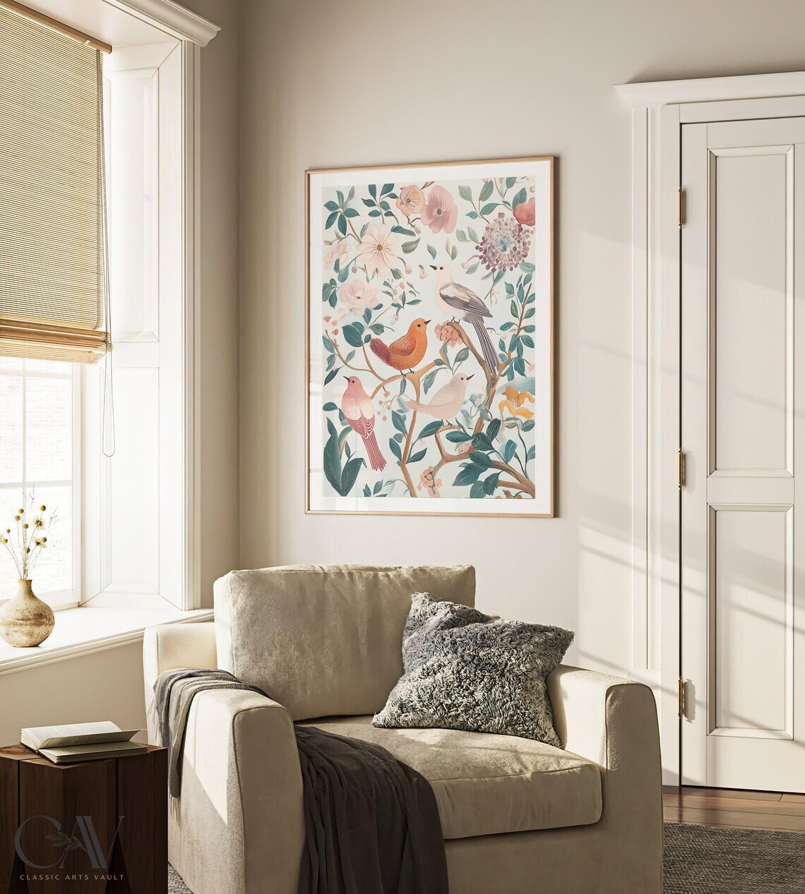 Chinoiserie Songbirds With Blossoms Pastel Floral Art Poster - Image 4
