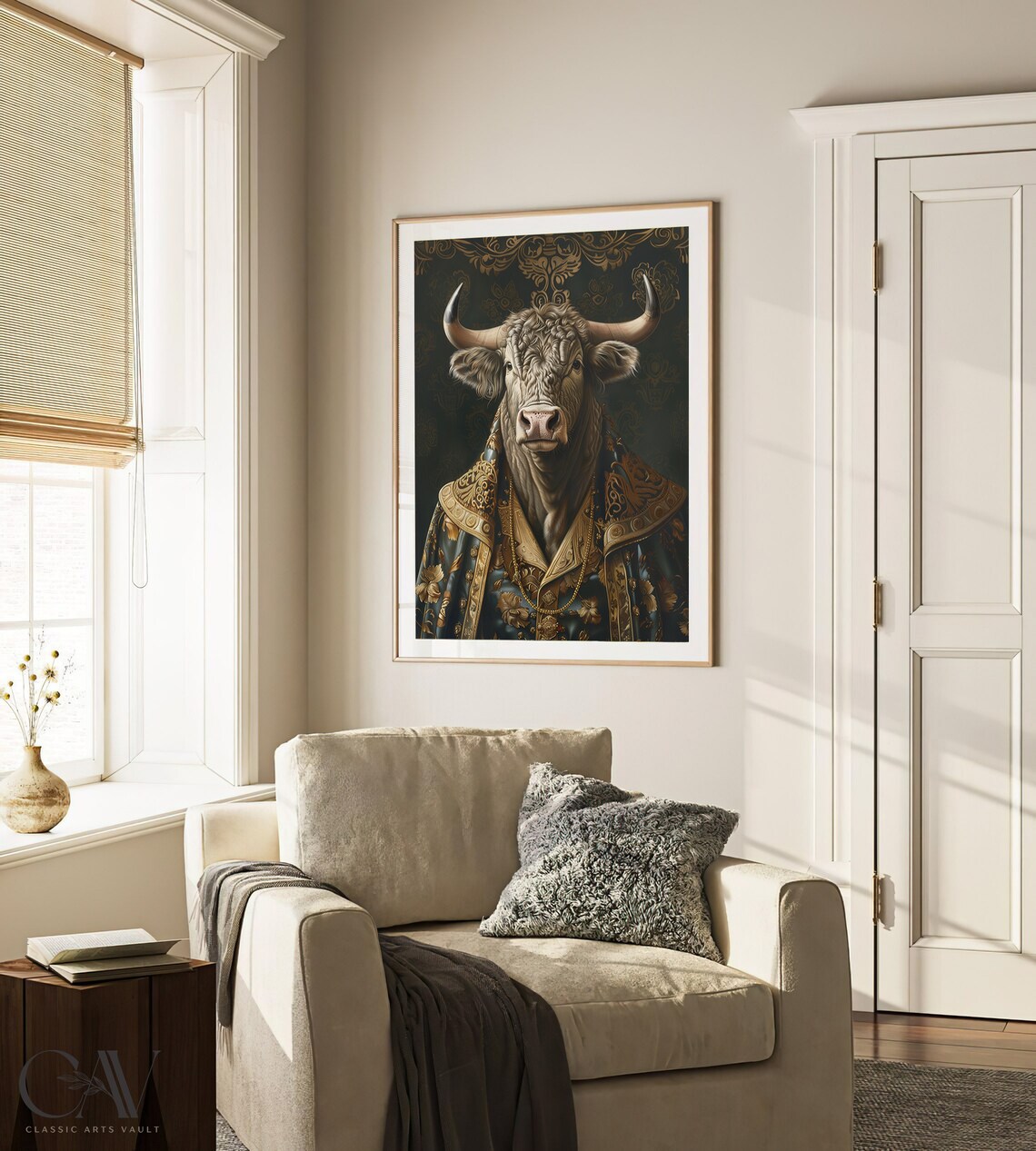 Bull Royal Portrait in Gold Embroidered Victorian Outfit Poster - Image 2