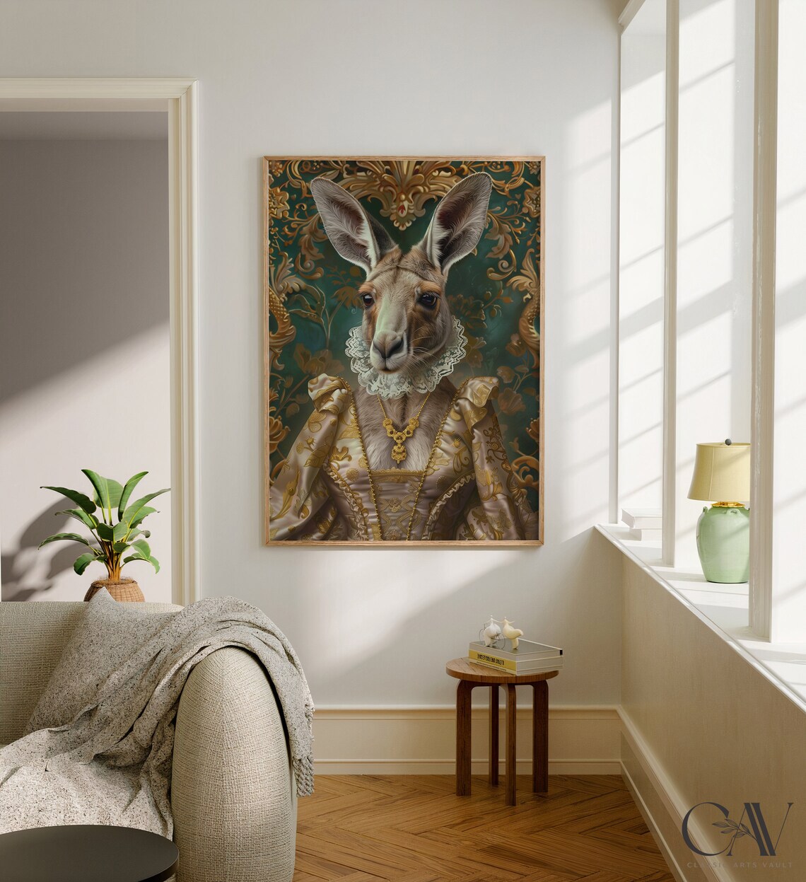 Royal Kangaroo Renaissance Portrait Regal Animal Painting Wall Art - Image 2