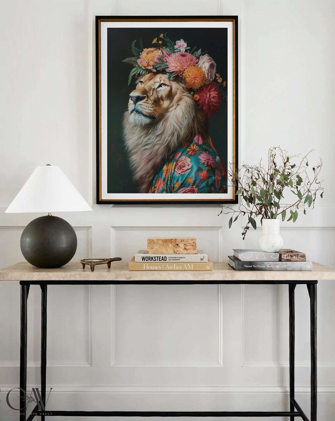 Lion Maximalist Eclectic Animal Portrait Print - Image 3