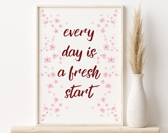 Cherry Blossom Print Positive Saying Poster Wall Art Cherry Blossom Wall Art Minimalist Decor Blossom Print