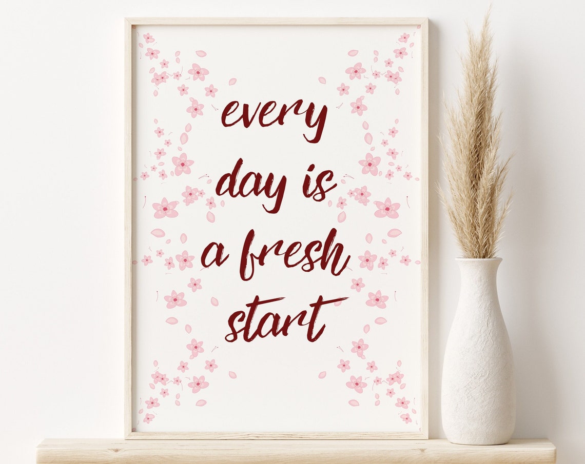 Cherry Blossom Print Positive Saying Poster Wall Art Cherry Blossom Wall Art Minimalist Decor Blossom Print