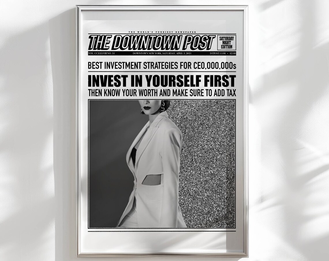 Newspaper Poster Retro Quote Wall Art, Preppy Decor