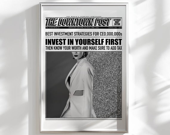 Newspaper Poster Retro Quote Wall Art, Preppy Decor