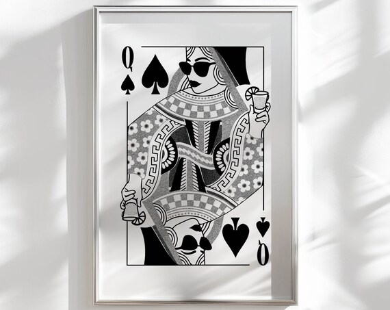 Queen Of Hearts Edgy Retro Art Print