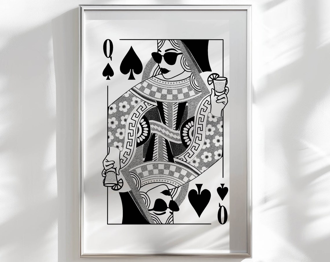 Queen Of Hearts Edgy Retro Art Print
