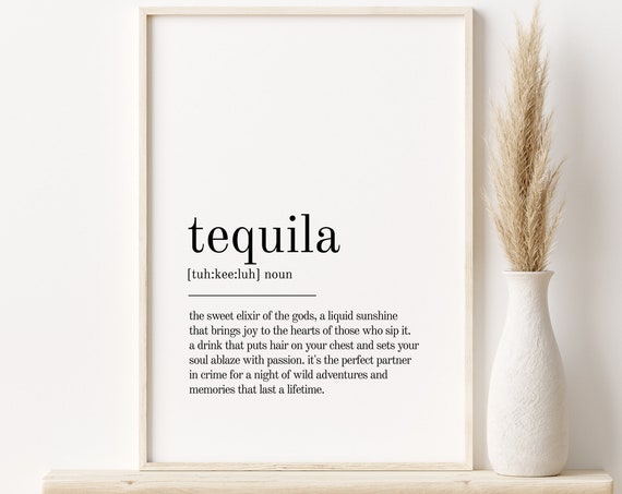 Tequila Definition Minimalist Poster, Wall Art Print