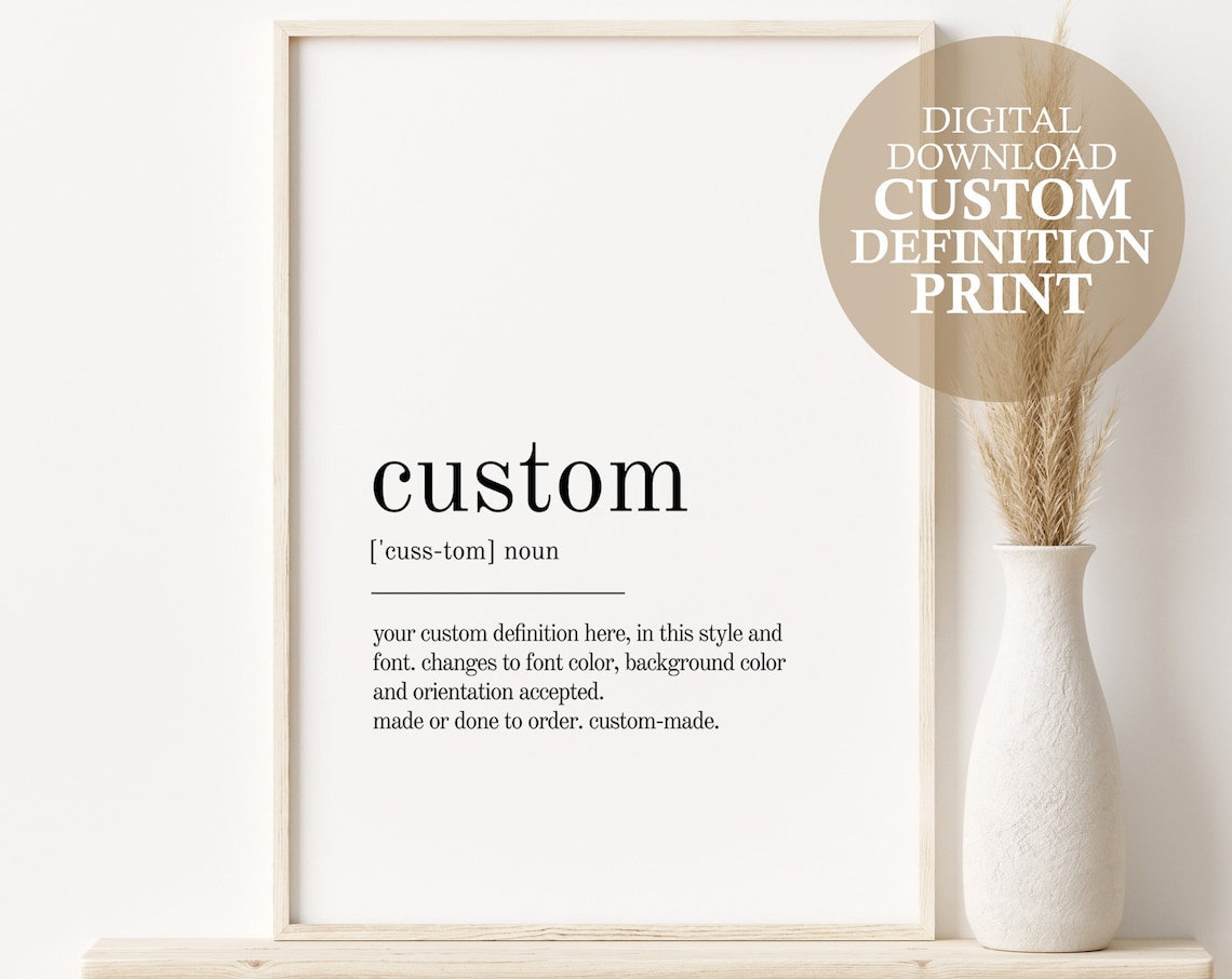 Custom Definition Poster, Birthday Gift Wall Art